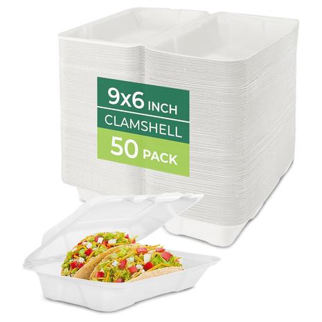 50 Freshware Clamshell Disposable Food Containers w/ Lids