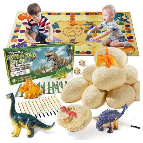 12-Dino Fossil Eggs Excavation Stem Toy Kit w/ Play Mat