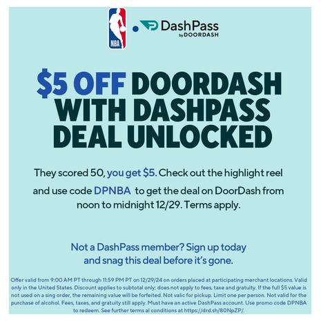 DashPass Members: Get $5 Off Your Next DoorDash Order!