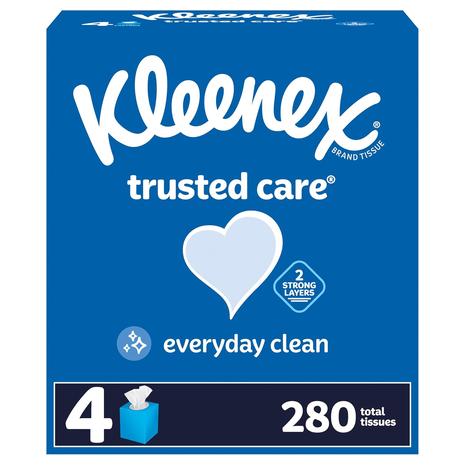 4 Cube Boxes Kleenex Trusted Care Facial Tissues