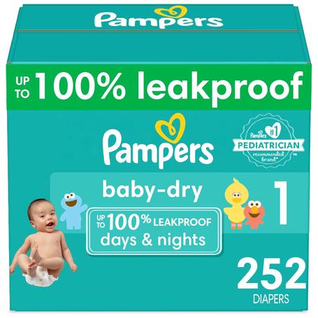 1-Month Supply Pampers Baby Dry Diapers (Size 1-6)