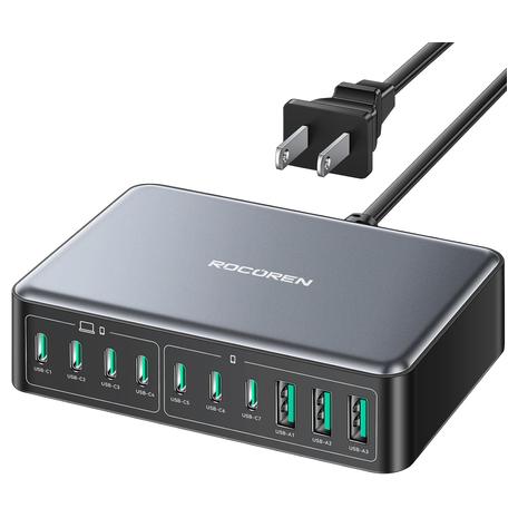 10-Port 480W USB-C GaN Fast Charging Station