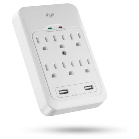 6-Outlet Surge Protector with 2 USB Ports