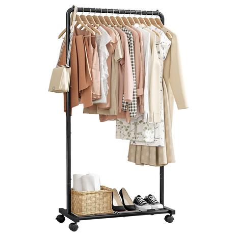 Heavy-Duty Metal Clothing Rack w/  Storage Mesh