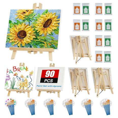 90-Piece Paint and Sip Kit with Easels & Canvases