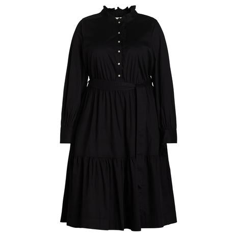 Women's Long Sleeve Cotton Ruffle Midi Dress