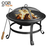 Cozi Wood Burning Fire Pit with Iron Mesh Cover