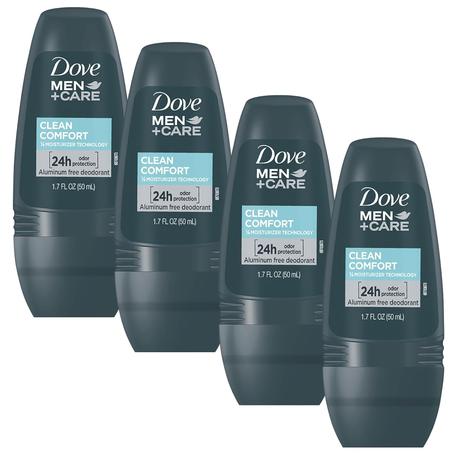 4 Travel Dove Men+Care Clean Comfort Roll On Deodorant Bottles