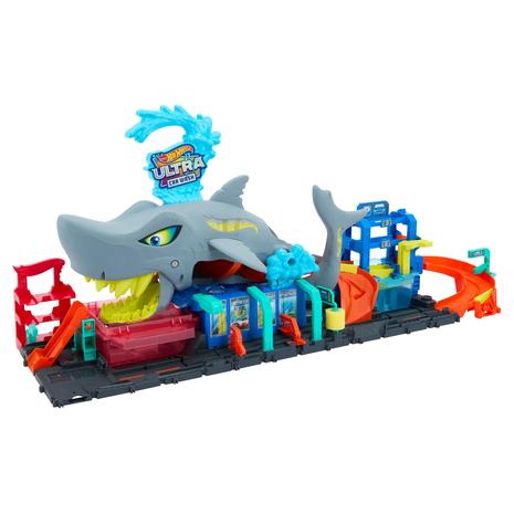 Hot Wheels City Ultra Shark Car Wash Playset w/ Color Reveal Toy Car