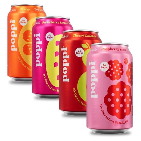 12-Pack Poppi Sparkling Prebiotic Soda Beverage (Raspberry Rose or Variety Pack)