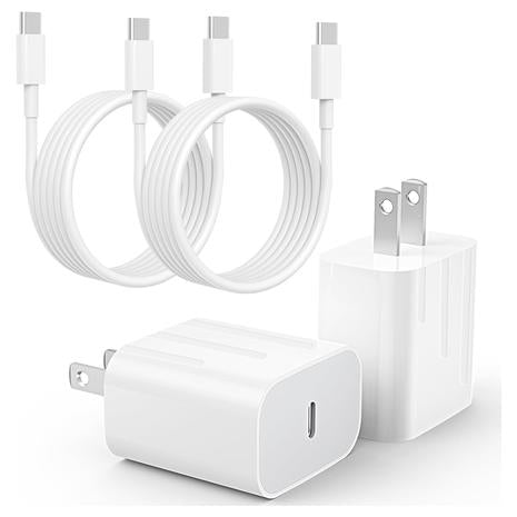 2-Pack 20W USB-C Fast Charger w/ 6FT Cables