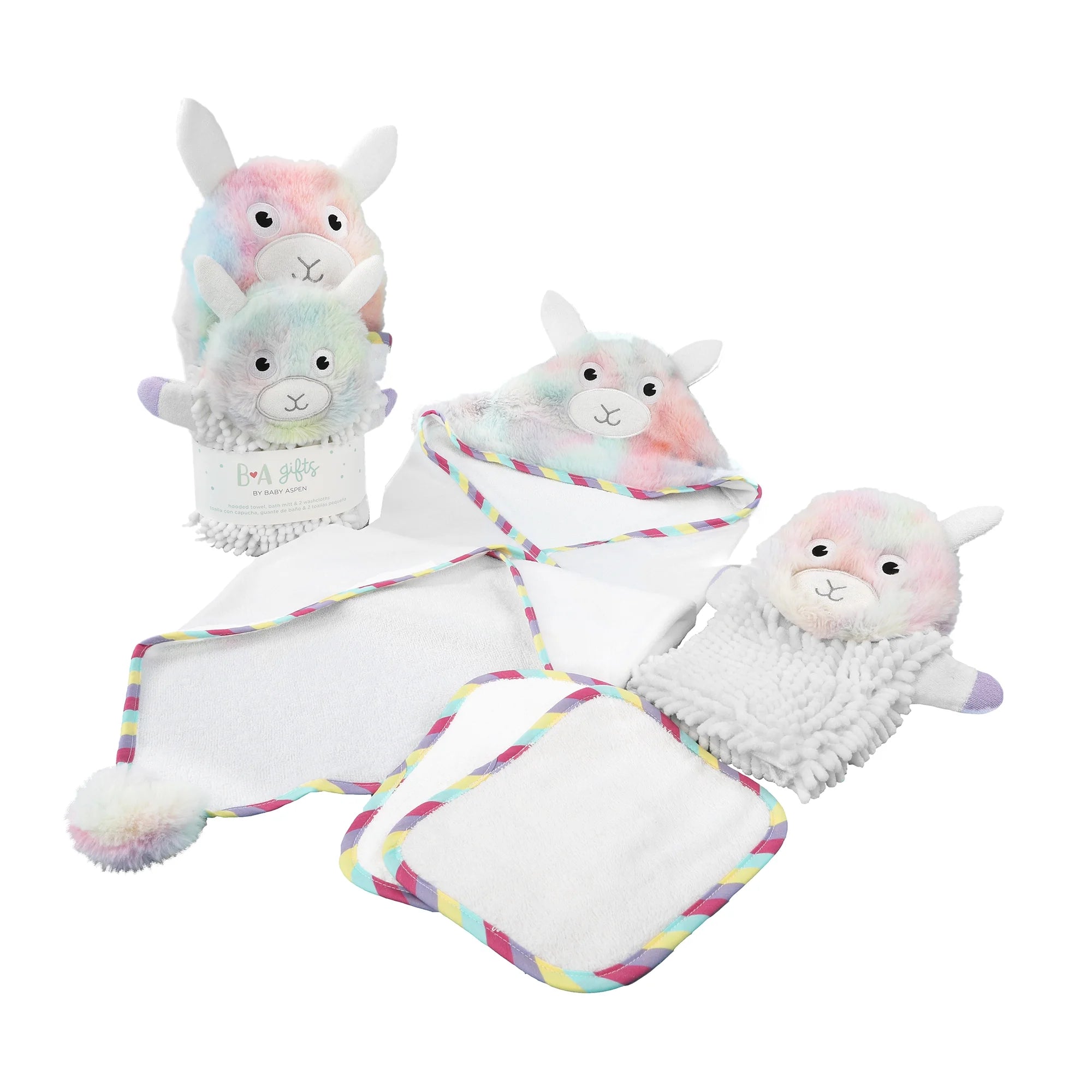 4-Piece Baby Rainbow Llama Bath Gift Set