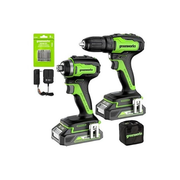 Greenworks 24V Brushless Cordless Drill Impact Driver Combo Kit