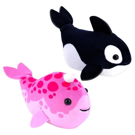 2-Pack Narwhal + Orca Fish Motorized Plushie Toys