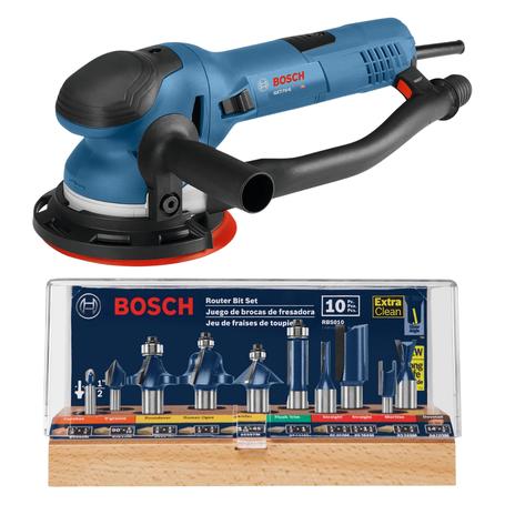 Bosch Orbital Sander & 10-Piece Router Bits Set