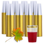 200-Pack 12 Oz Gold Rimmed Clear Plastic Cups