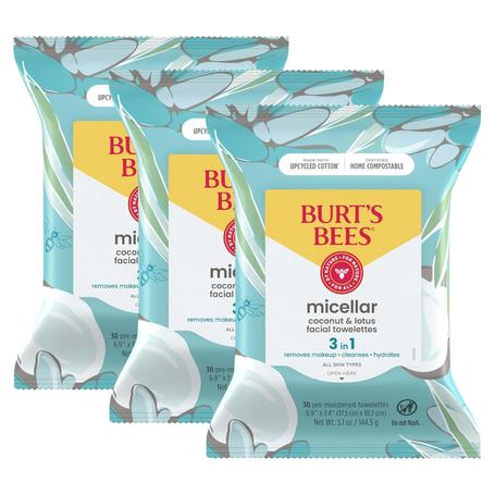 3-Pack Burt's Bees Coconut & Lotus Face Wipes