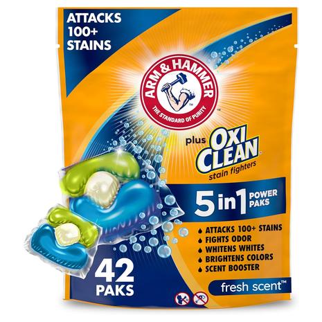 42-Count Arm & Hammer Plus OxiClean 5-in-1 Laundry Detergent Power Paks