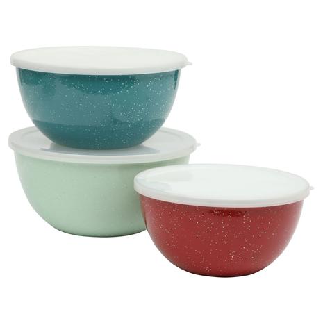 6-Piece Enamel Steel Mixing Bowls w/ Lids