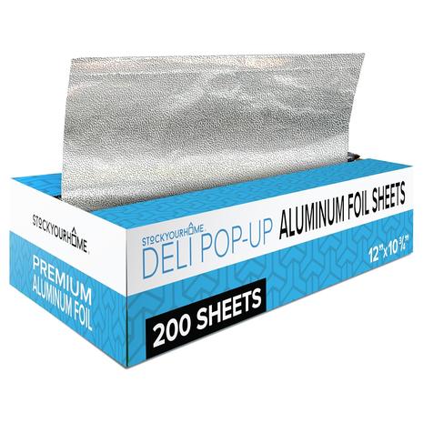 200 Count Pre-Cut 12” Pop Up Aluminum Foil Sheets