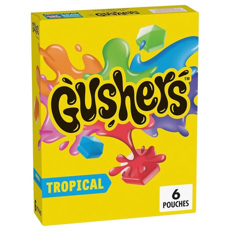 6 Pouches Of Gushers Tropical Flavors Fruit Snack