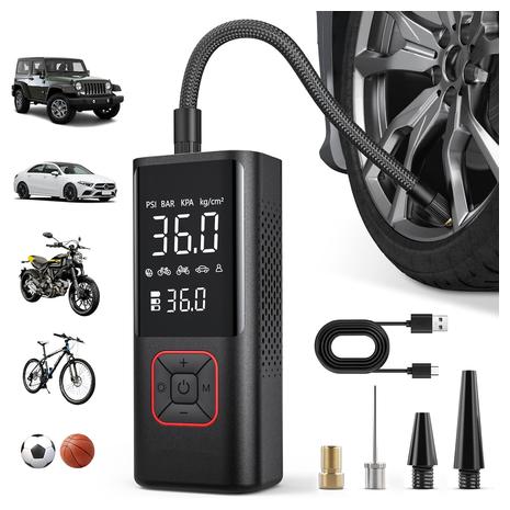 Cordless Tire Inflator Portable Air Compressor w/ LED Light