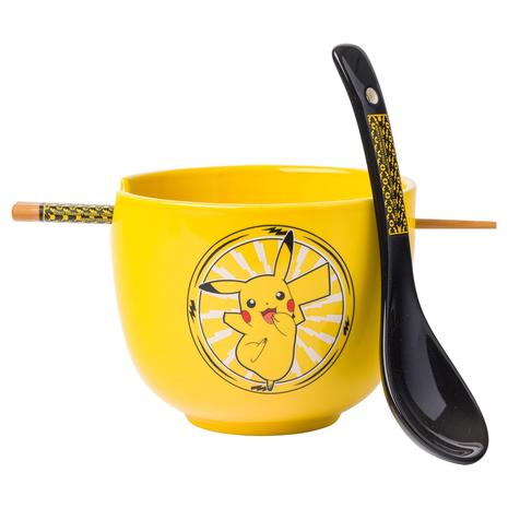 Pokemon Pikachu Ceramic Ramen Noodle Rice Bowl With Chopsticks And Spoon