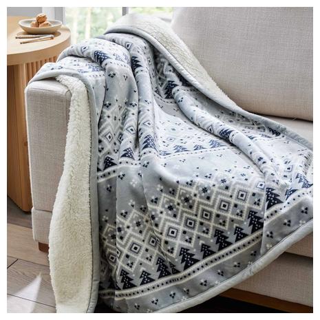 Printed VelvetLoft Reverse Faux Shearling Adult Throw (2 Colors)