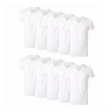 10-Pack Hanes Men's V-Neck or Crewneck Undershirts