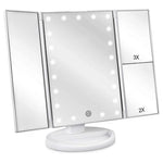 Tri-Fold Lighted Vanity Mirror w/ LED Lights & Magnification