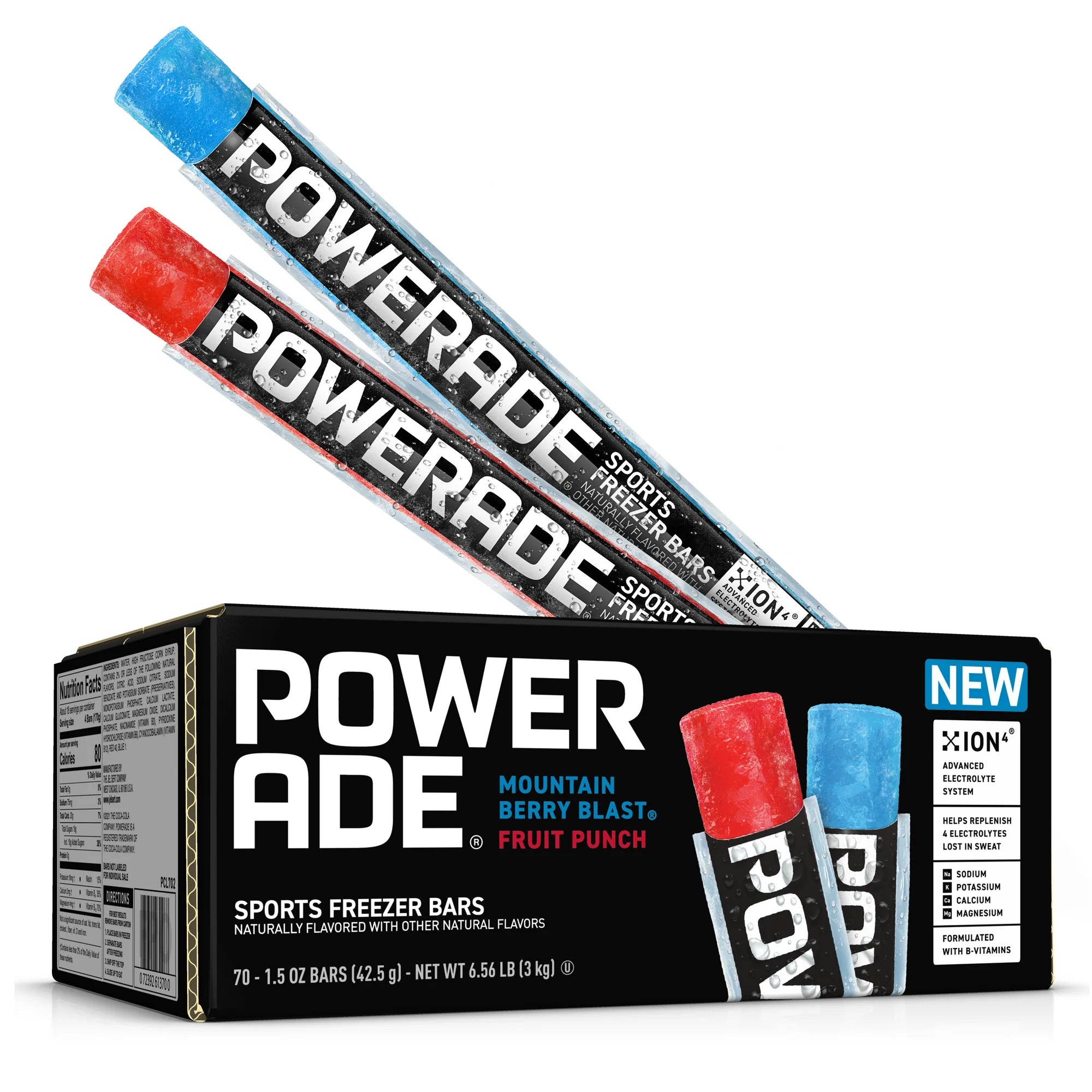 70 Powerade Mountain Berry Blast + Fruit Punch Sports Freezer Bars