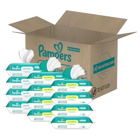 24 Packs Of 84 Pampers Sensitive Baby Wipes