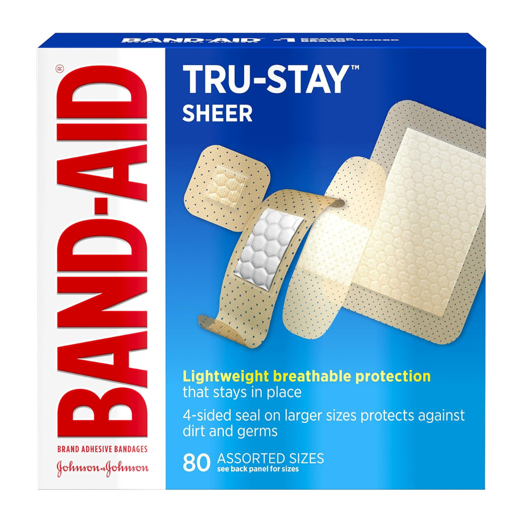 80 Assorted Band-Aid Tru-Stay Sheer Bandages