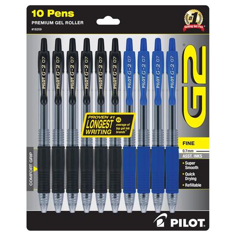 10-Pack Pilot G2 Premium Rolling Ball Gel Pen