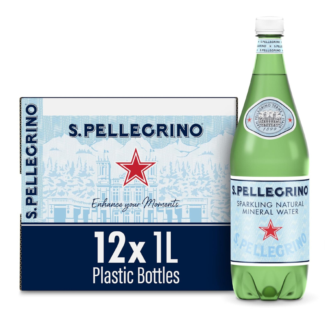 12 Big Bottles Of S.Pellegrino Sparkling Natural Mineral Water