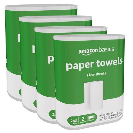 8 Basics Rolls = 40 Regular Rolls Amazon Basics 2-Ply Paper Towels