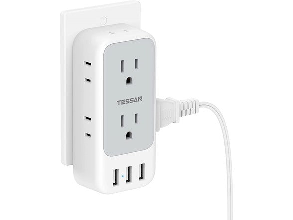 Tessan Electrical Divisor de 7 tomas con cargador de pared 3 USB