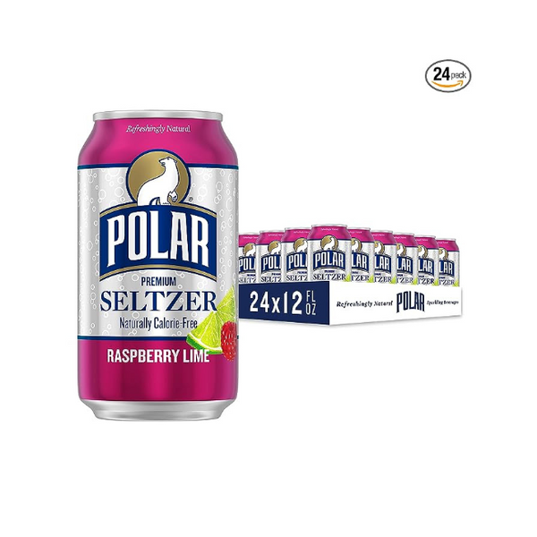 Polar Seltzer Water Raspberry Lime, 12 fl oz cans, 24 pack