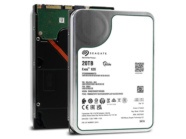 Disco duro interno Seagate Exos X20 de 20 TB, 7200 RPM, SATA III, 3,5" (reacondicionado)