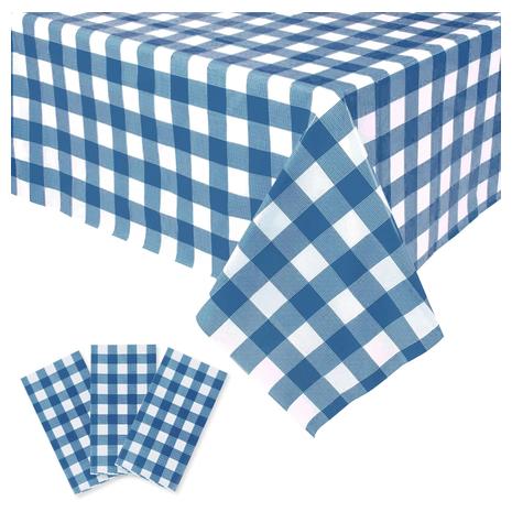 3-Pack Checkered Rectangle Plastic Table Cloth