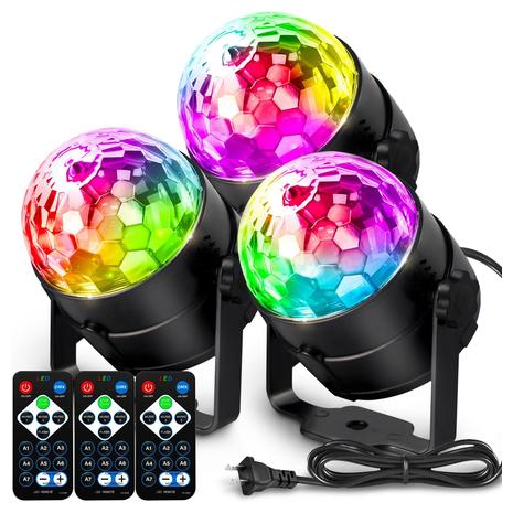 3-Pack Disco Ball Lights with Remote (7 Modes)