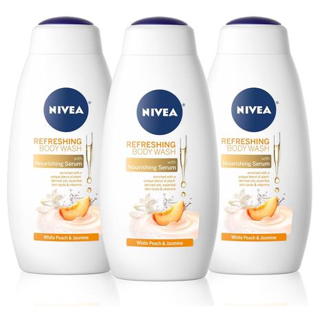 3-Pack Nivea White Peach & Jasmine Body Wash (20oz)