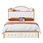 Upholstered Storage Bed Frame With Charging Station