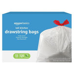 120 Amazon Basics 13-Gallon Tall Kitchen Drawstring Trash Bags