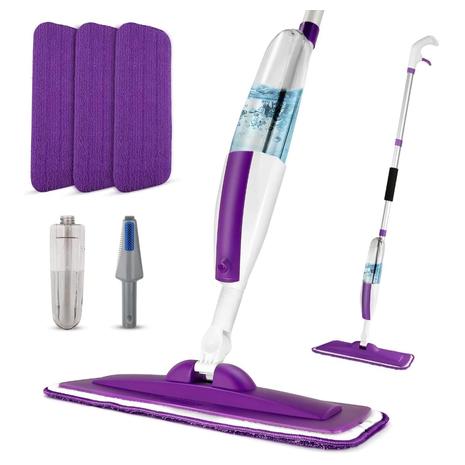 Wet Spray Mop With Refillable Bottle & 3 Washable Microfiber Pads