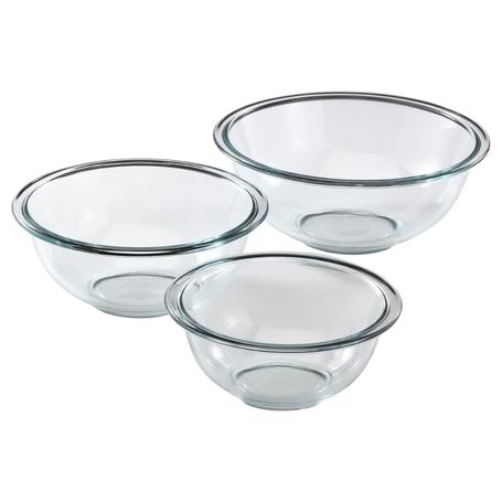 3-Piece Pyrex Glass Mixing Bowl Set