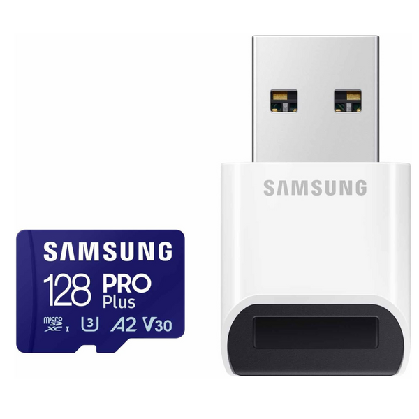 128GB Samsung PRO Plus microSD Memory Card + Reader