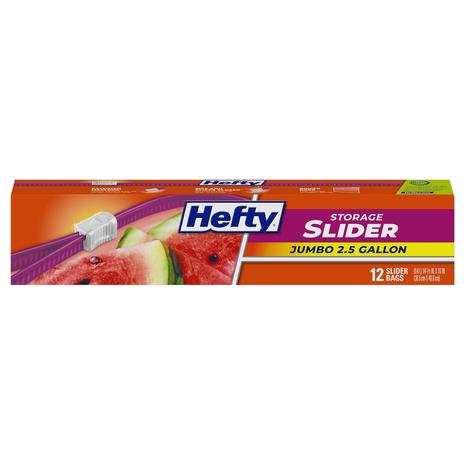 12 Hefty 2.5 Gallon Slider Food Storage Bags