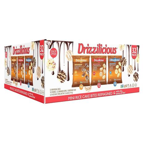 32 Pack Of Drizzilicious Assorted Mini Rice Cake Snacks