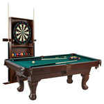 Pool Table With Billiard Cue Rack And Dartboard Set